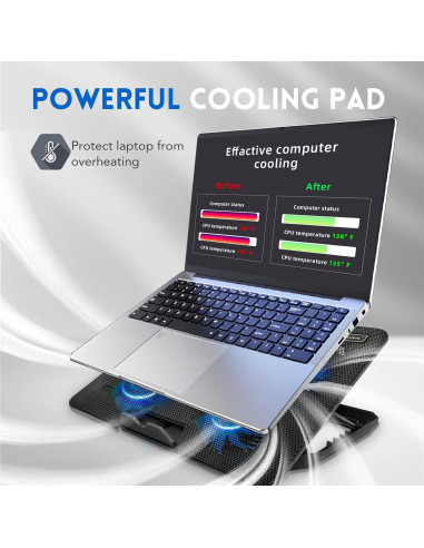 Base de Enfriamiento Coolertek para Laptop 12-17" con 5 Ventiladores