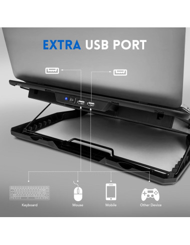 Base de Enfriamiento Coolertek para Laptop 12-17" con 5 Ventiladores