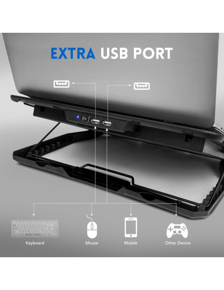 Base de Enfriamiento Coolertek para Laptop 12-17" con 5 Ventiladores