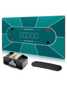 Mesa de Póker Plegable Poen 178x89 cm con Tapete y Barajador