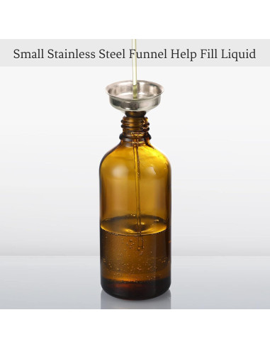 AOZITA 4 Botellas Goteo 100ml Ámbar con Embudo y Etiquetas