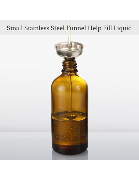 AOZITA 4 Botellas Goteo 100ml Ámbar con Embudo y Etiquetas