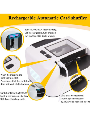 Barajador de cartas automático Buldoospok M1 recargable USB-C