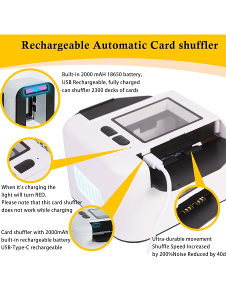 Barajador de cartas automático Buldoospok M1 recargable USB-C
