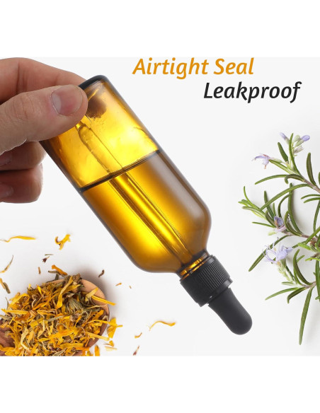 AOZITA 4 Botellas Goteo 100ml Ámbar con Embudo y Etiquetas