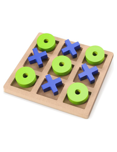 Juego de Tres en Raya de Madera Seenelling 18x18 cm Azul Verde