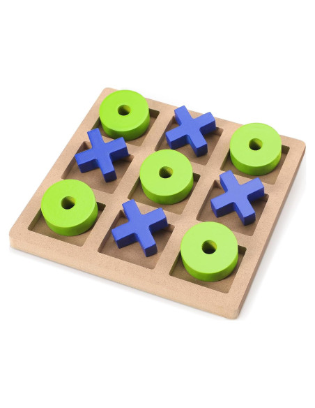 Juego de Tres en Raya de Madera Seenelling 18x18 cm Azul Verde Juego de Tres en Raya de Madera Seenelling 18x18 cm Azul Verde