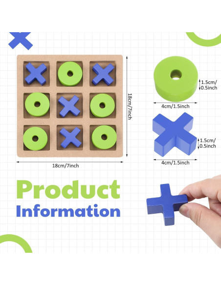 Juego de Tres en Raya de Madera Seenelling 18x18 cm Azul Verde Juego de Tres en Raya de Madera Seenelling 18x18 cm Azul Verde