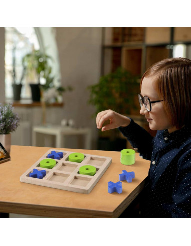 Juego de Tres en Raya de Madera Seenelling 18x18 cm Azul Verde