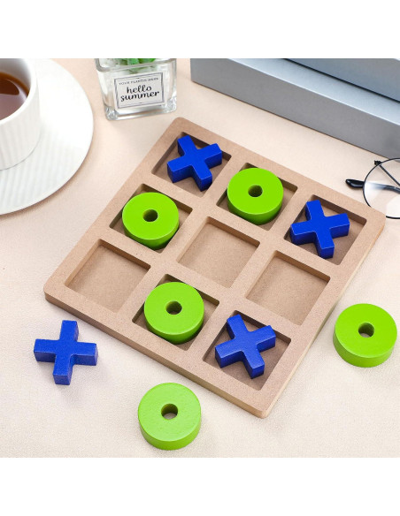 Juego de Tres en Raya de Madera Seenelling 18x18 cm Azul Verde Juego de Tres en Raya de Madera Seenelling 18x18 cm Azul Verde