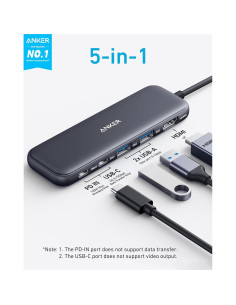 Hub USB-C Anker 5 en 1 con HDMI 4K y Cámara Web 2K 2