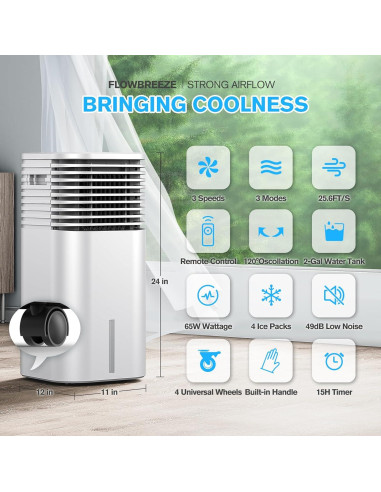 Aire Acondicionado Portátil 3 en 1 FLOWBREEZE DL3B 7.57L