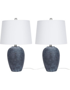 Juego de 2 Lámparas de Mesa Nourison Cerámica Negra Vintage 58 cm 2