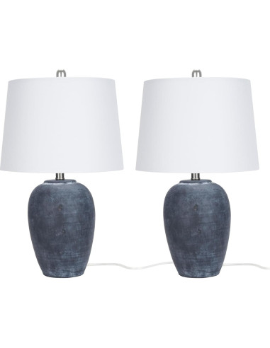 Juego de 2 Lámparas de Mesa Nourison Cerámica Negra Vintage 58 cm