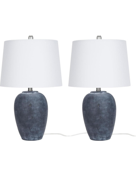 Juego de 2 Lámparas de Mesa Nourison Cerámica Negra Vintage 58 cm