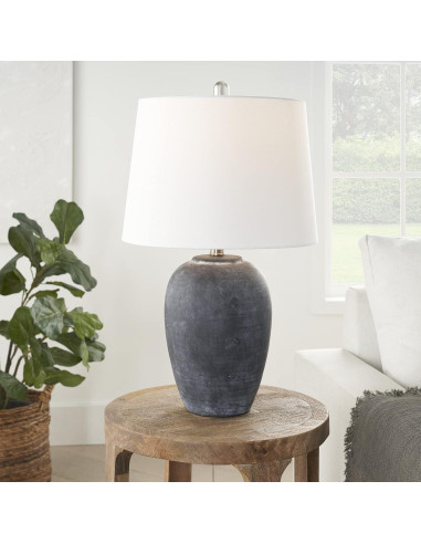 Juego de 2 Lámparas de Mesa Nourison Cerámica Negra Vintage 58 cm