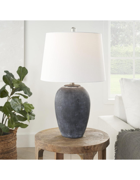 Juego de 2 Lámparas de Mesa Nourison Cerámica Negra Vintage 58 cm