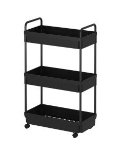 Carro de Almacenamiento 3 Niveles Kaitiemoo Negro con Ruedas 2