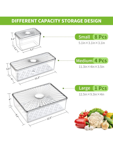13 Organizadores de Refrigerador CANTAMI, Plástico Transparente, Apilables