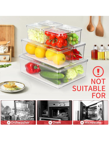 13 Organizadores de Refrigerador CANTAMI, Plástico Transparente, Apilables