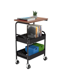 Carro Rodante de Almacenamiento HIDODO 3 Niveles Metal Negro