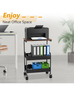 Carro Rodante de Almacenamiento HIDODO 3 Niveles Metal Negro 2
