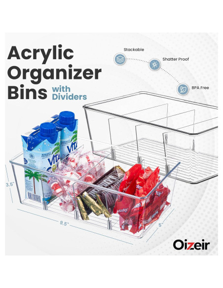 Organizadores Transparentes Oizeir Paquete de 8 - Almacenamiento para Cocina y Despensa