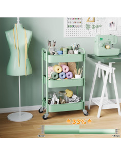 Carro de Almacenamiento Rodante Aofure Verde 3 Niveles con Ruedas 2