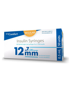 Jeringas de Insulina U-100 28G 12.7mm 1/2cc Caja 100