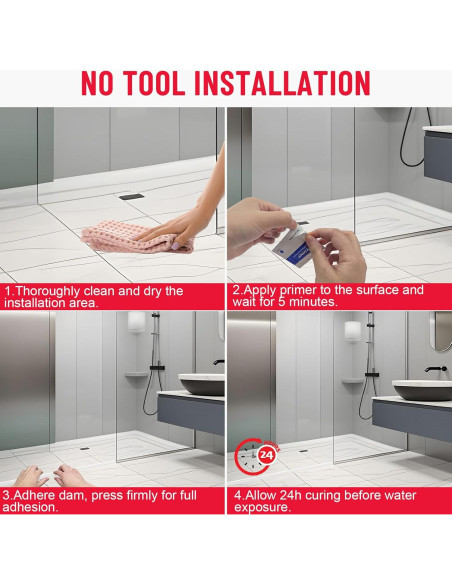 Umbral de Ducha Hzetuu 99cm Silicona Impermeable Autoadhesivo