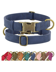 Collar para Perro Didog de Cuero PU Ajustable Azul Talla S
