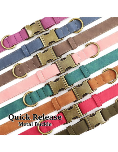 Collar para Perro Didog de Cuero PU Ajustable Azul Talla S