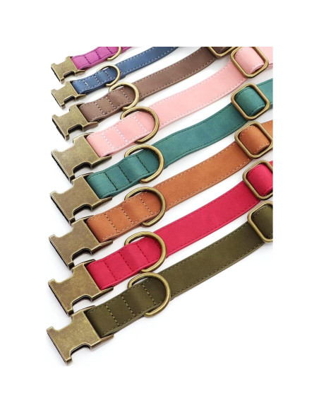 Collar para Perro Didog de Cuero PU Ajustable Azul Talla S