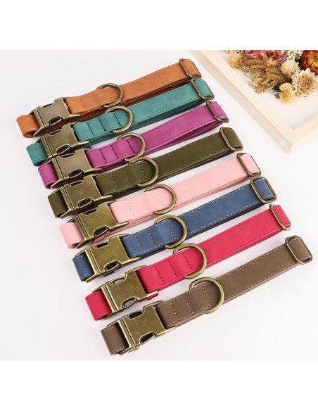 Collar para Perro Didog de Cuero PU Ajustable Azul Talla S