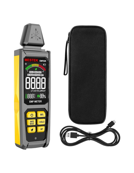 Medidor de Radiación EMF MESTEK 5 en 1 Recargable 20cm