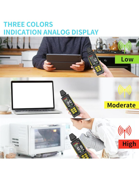 Medidor de Radiación EMF MESTEK 5 en 1 Recargable 20cm