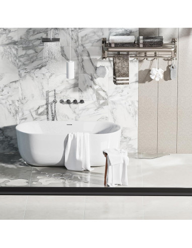 Umbral de Ducha Raycity 1.7m Negro - Barrera de Agua Colapsable