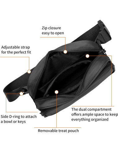 Bolsa de Entrenamiento para Perros Runlight G178 Crossbody Negra