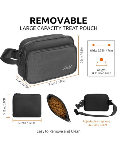 Bolsa de Entrenamiento para Perros Runlight G178 Crossbody Negra