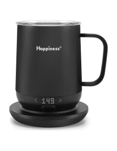 Taza de café eléctrica autocalentable Happiness 12oz control temperatura