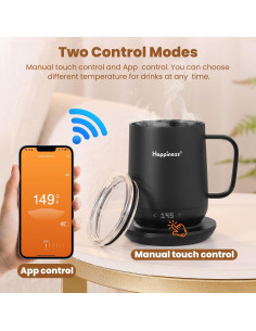 Taza de café eléctrica autocalentable Happiness 12oz control temperatura 2