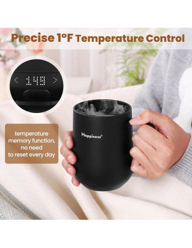 Taza de café eléctrica autocalentable Happiness 12oz control temperatura