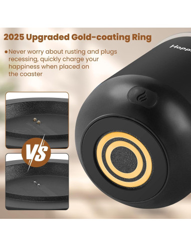 Taza de café eléctrica autocalentable Happiness 12oz control temperatura