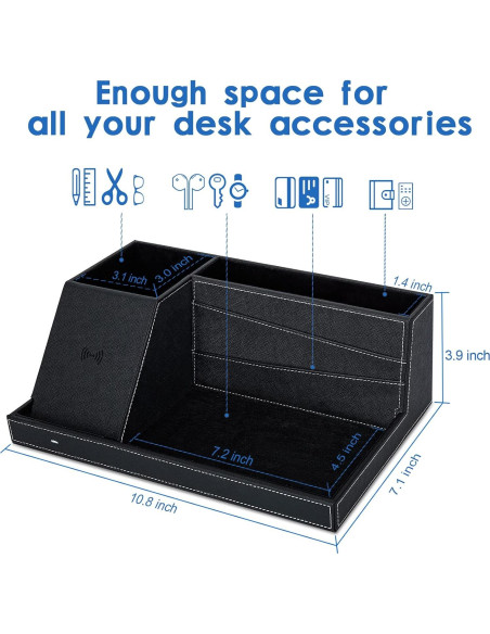 Organizador de Carga Inalámbrica TopMade para Escritorio Negro