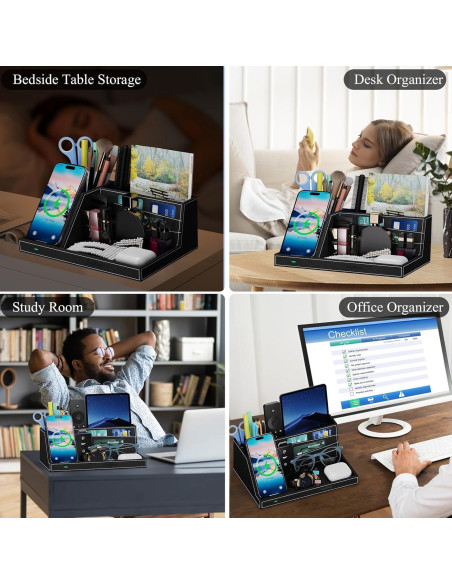 Organizador de Carga Inalámbrica TopMade para Escritorio Negro