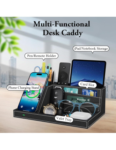 Organizador de Carga Inalámbrica TopMade para Escritorio Negro