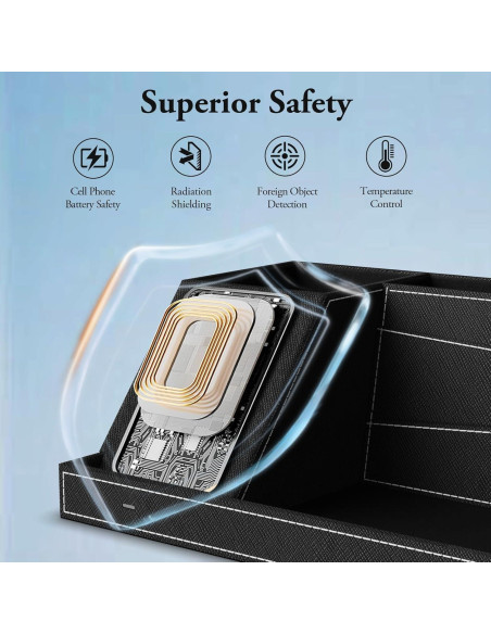 Organizador de Carga Inalámbrica TopMade para Escritorio Negro