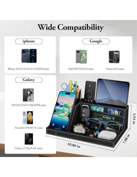 Organizador de Carga Inalámbrica TopMade para Escritorio Negro