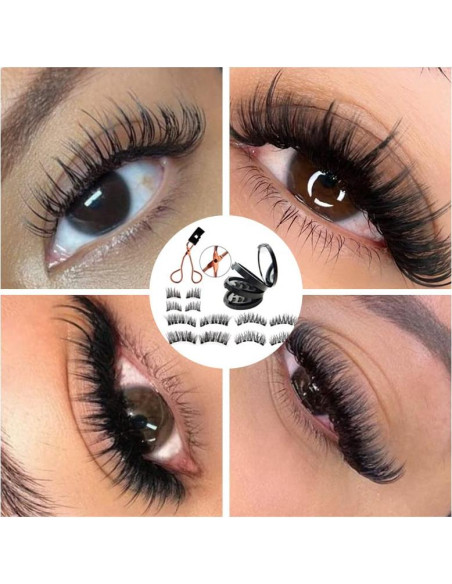 Pestañas Magnéticas Reutilizables HANWUDI - Kit 4 Estilos Naturales