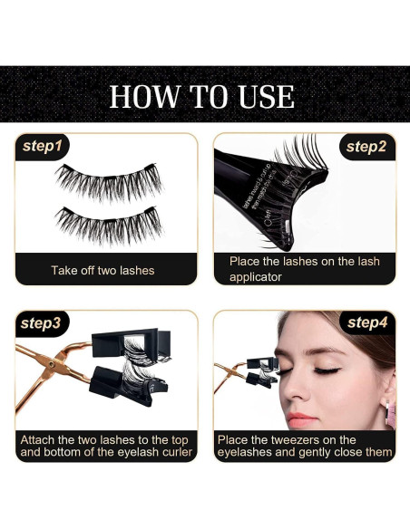 Pestañas Magnéticas Reutilizables HANWUDI - Kit 4 Estilos Naturales